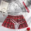 Erotic Sexy Student Uniform Bra And Panty Set Underwear Transparent Bra Exotic Sets Sexy Thong Woman Porn Lingerie Women Set